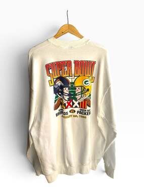 Vintage 1998 Super Bowl XXXII Broncos vs Packers Sweatshirt Qualcomm USA XXL